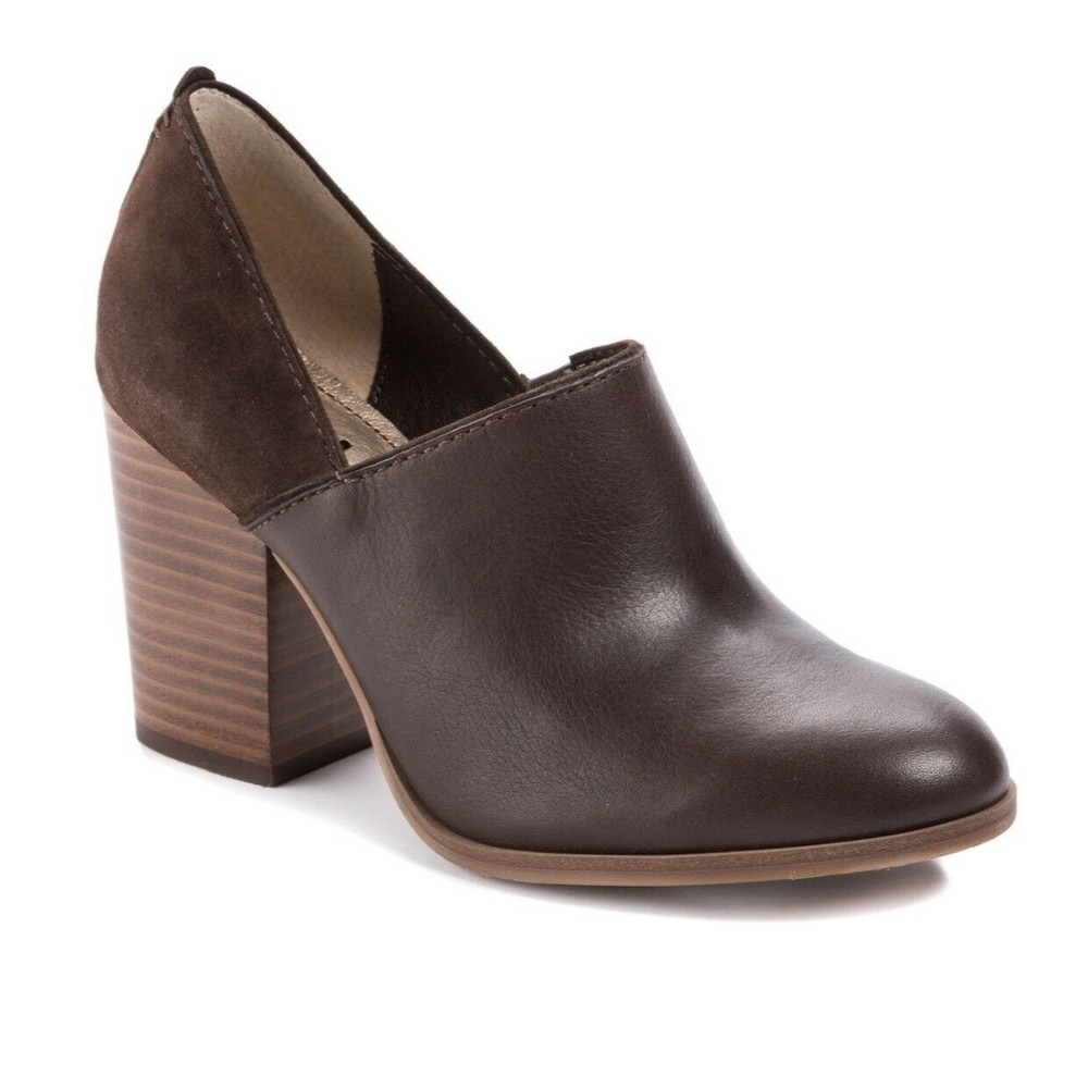 New Lucca Lane Kaison Leather Ankle Booties Size 8.5 Women’s Chunky Heel Brown